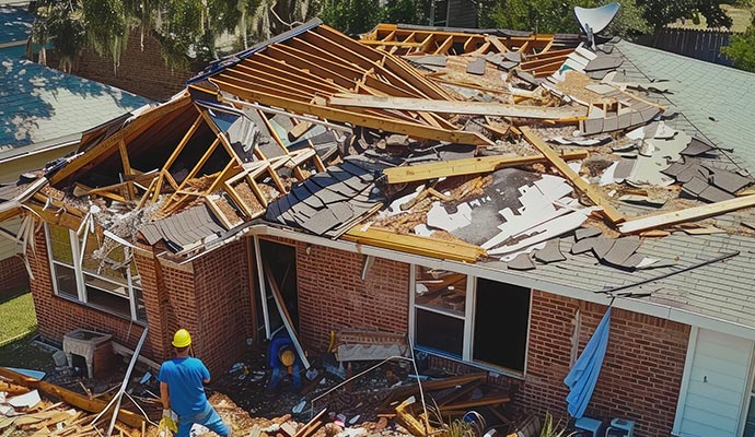 House roof damaged by disaster