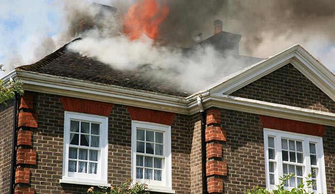 Fire damaged house