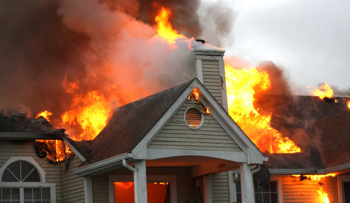 Fire damaged house