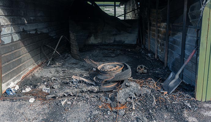 Garage fire damage