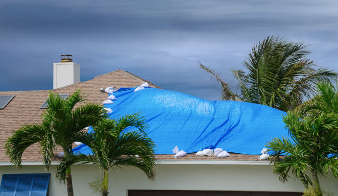 Tarp over service for a house