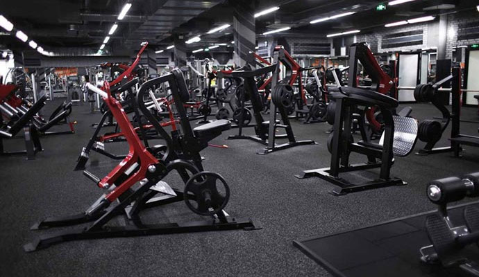 Modern gym interior with fitness equipment