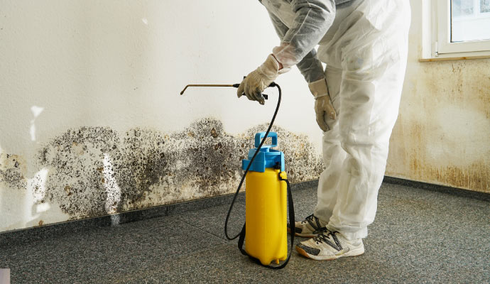 Expert worker cleaning mold using equipment.