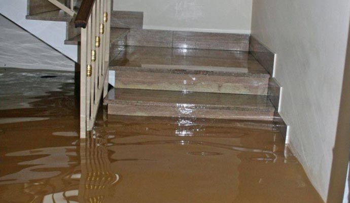 stairs flooded with water