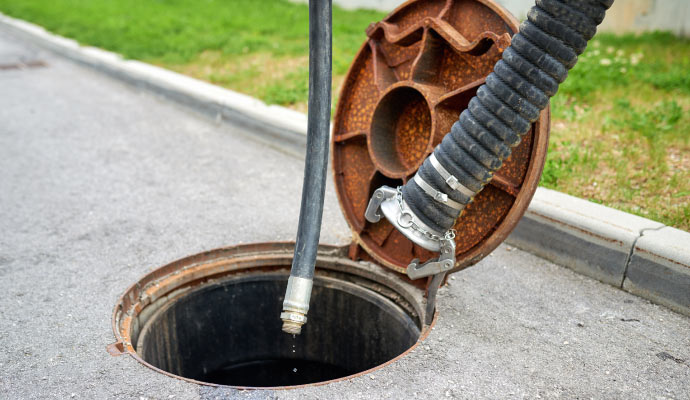 Person performing manhole maintenance