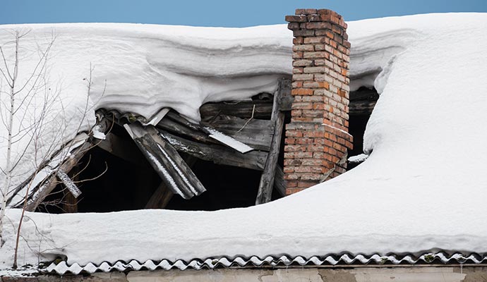 Winter storm damaged roof